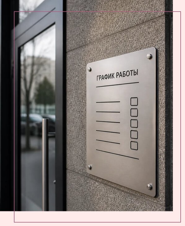 Табличка часы работы в Ирбите по цене от 3188 р. | Аванза-Рбт